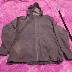 SwissTech Hooded Windbreaker Jacket Men's L Gray Full Zip Lightweight